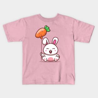 Cute Rabbit Holding Carrot Balloon Kids T-Shirt